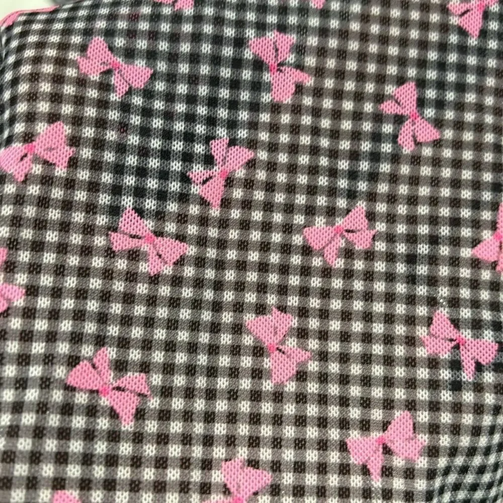 Hula Star 6/6x black white houndstooth pink bow accent cover up nwt perfect